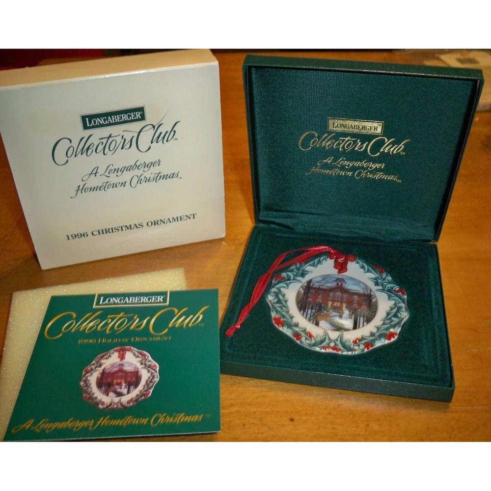 Longaberger 1996 Collectors Club Home Town Holiday Christmas Ornament First Ever